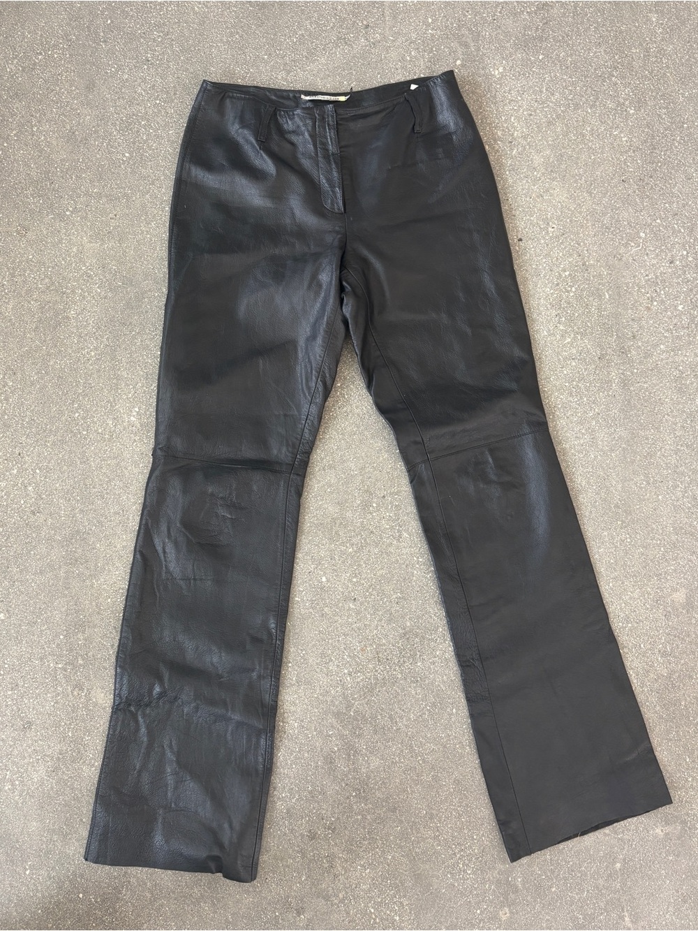 Max Studio Black Wide-Leg Leather Jeans